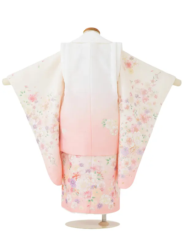 七五三女児 3歳 3305 クリーム・コーラルピンク  桜の舞