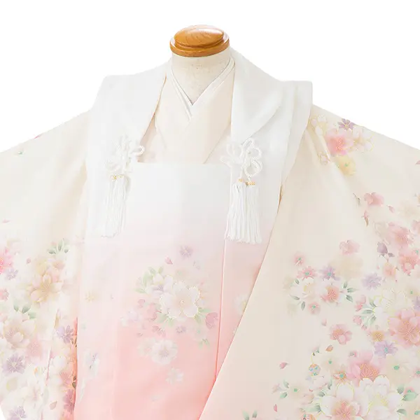 七五三女児 3歳 3305 クリーム・コーラルピンク  桜の舞