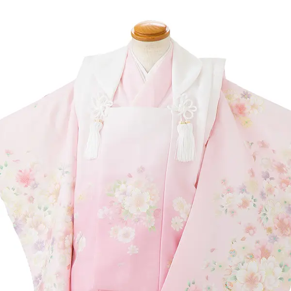 七五三女児 3歳 3306 白・淡ピンク  桜の舞