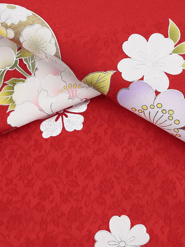 【正絹】七五三女児 3歳 3327 金彩 白/赤 毬 桜 牡丹