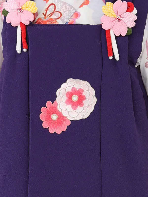 七五三女児 3歳 3333 紫 縮緬 万寿菊/白 花結び