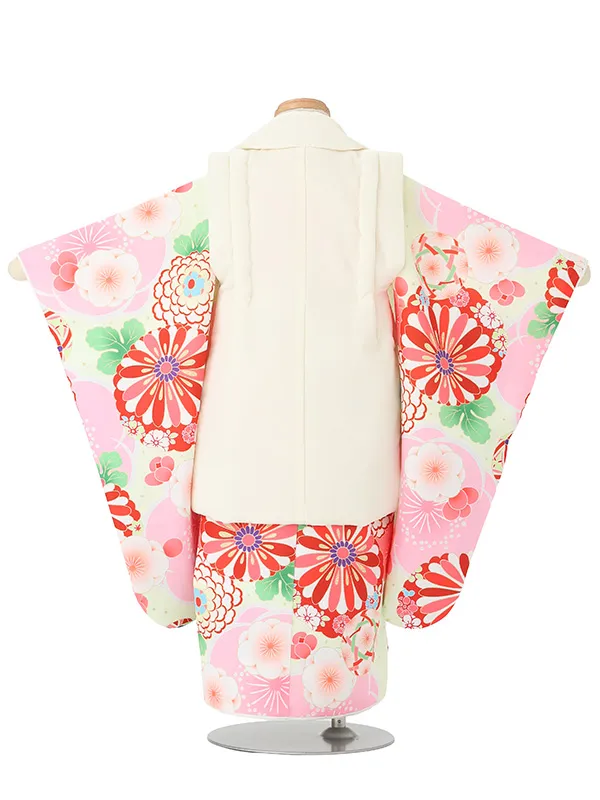 七五三女児 3歳3339 クリーム 鈴に花雪輪 /クリームイエロー 梅 菊 毬