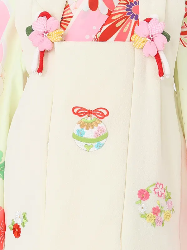 七五三女児 3歳3339 クリーム 鈴に花雪輪 /クリームイエロー 梅 菊 毬