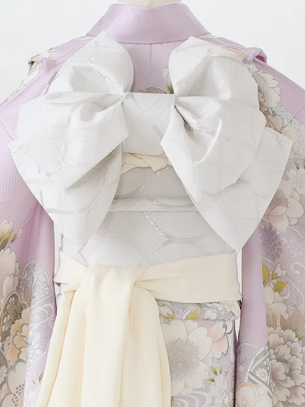 七五三女児7歳7101 正絹 ラベンダー 銀彩 毬・桜・芍薬