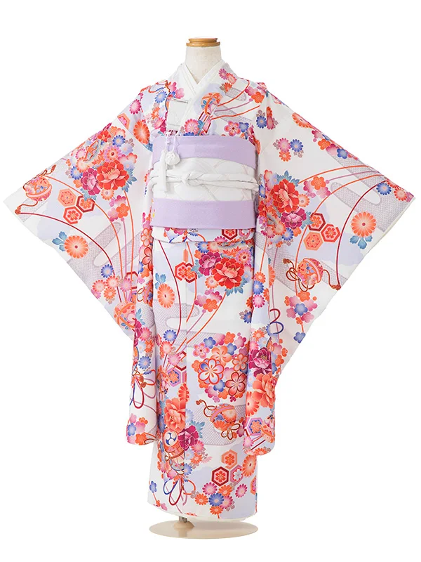 七五三女児7歳7102 白 鼓に花結