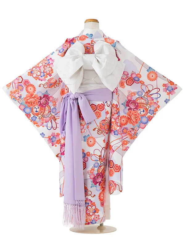 七五三女児7歳7102 白 鼓に花結