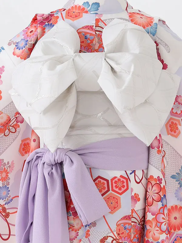 七五三女児7歳7102 白 鼓に花結