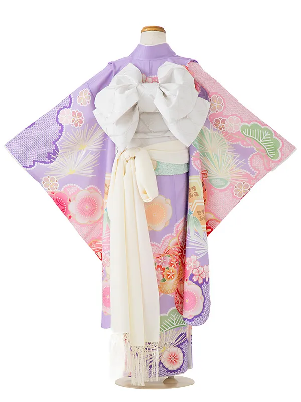 七五三女児7歳7105 式部浪漫藤色  毬に松竹梅