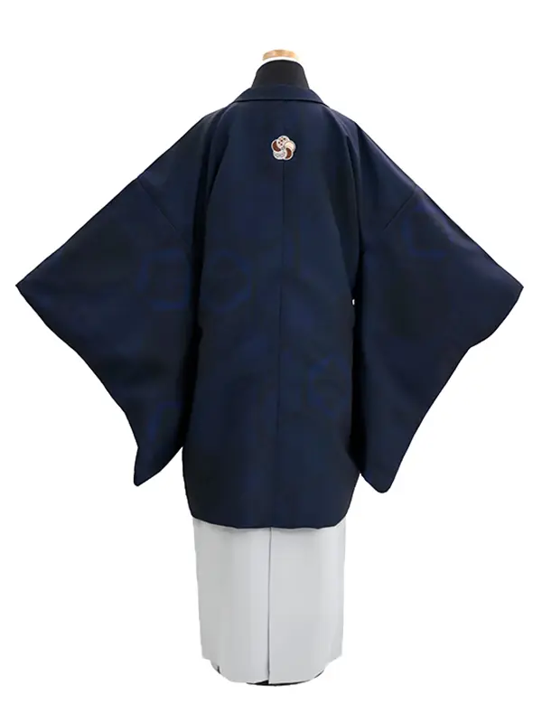 小学生卒業袴男066X 紺 亀甲/ライトグレー 刺?入り