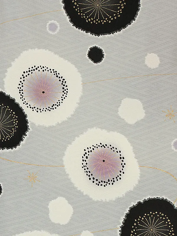 小学生卒業袴098L 九重 グレー ふわり梅/グレー 花の丸