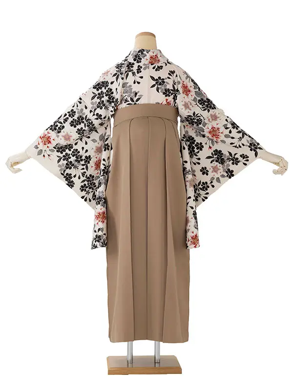 小学生卒業袴101M 九重 クリーム 桜咲く/キャメル 紐ベロア