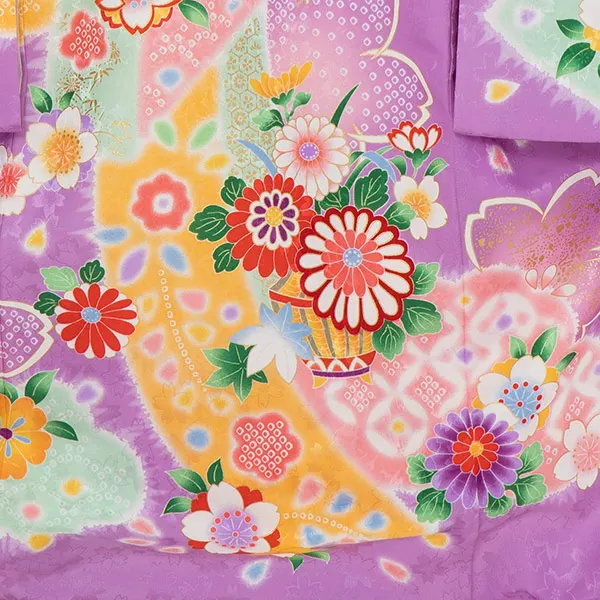 【夏用】女児単衣産着 2505 白・ピンク 四季の花束に鈴・毬