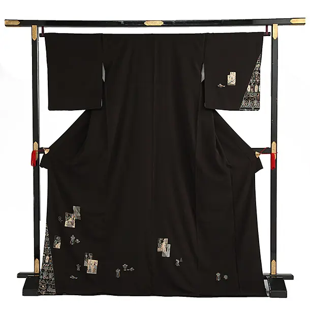 訪問着 ﾁｬｺｰﾙｸﾞﾚｰ更紗