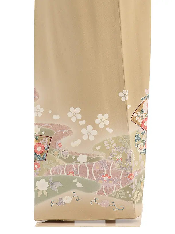 訪問着 うぐいす地紙に辻ヶ花