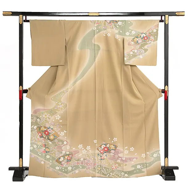訪問着 うぐいす地紙に辻ヶ花