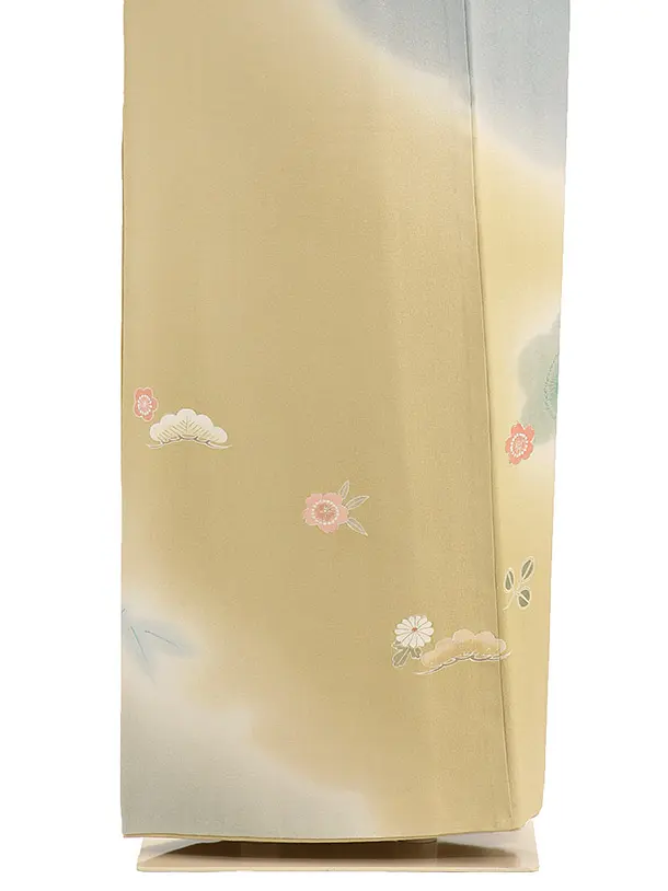 訪問着 うぐいすｸﾞﾚｰ小花