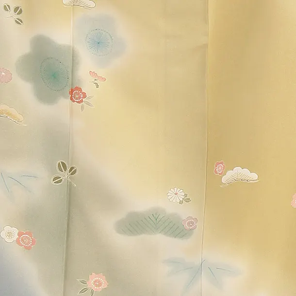 訪問着 うぐいすｸﾞﾚｰ小花