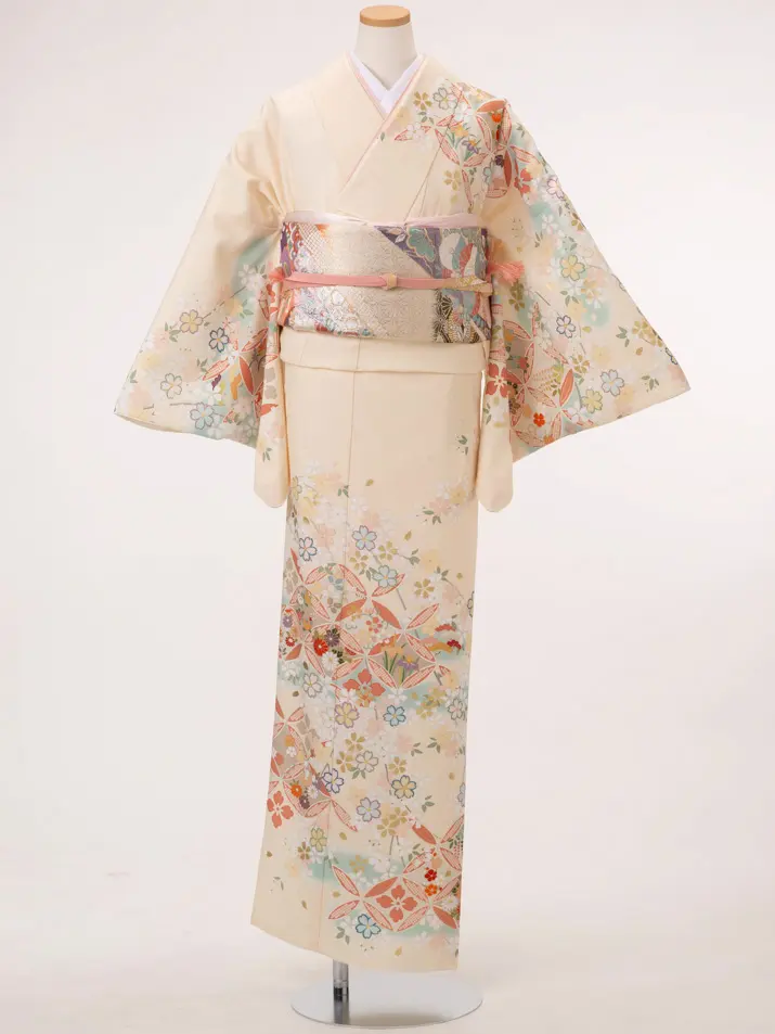 【撮影のみ】訪問着WV１０薄黄色地 JAPANSTYLE×桜・七宝