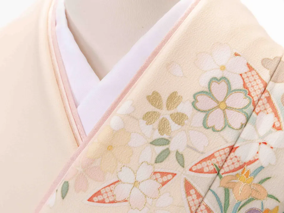 【撮影のみ】訪問着WV１０薄黄色地 JAPANSTYLE×桜・七宝