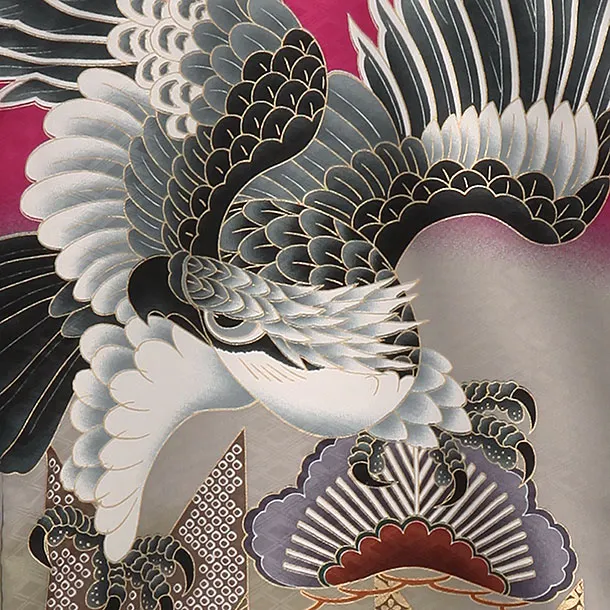 男児産着 　エンジ　タカに矢羽