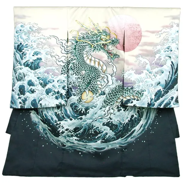 男産着【刺繍】龍　ベージュ