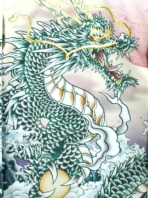 男産着【刺繍】龍　ベージュ