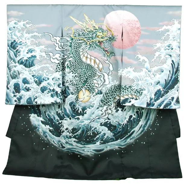 男産着【刺繍】龍　グレー