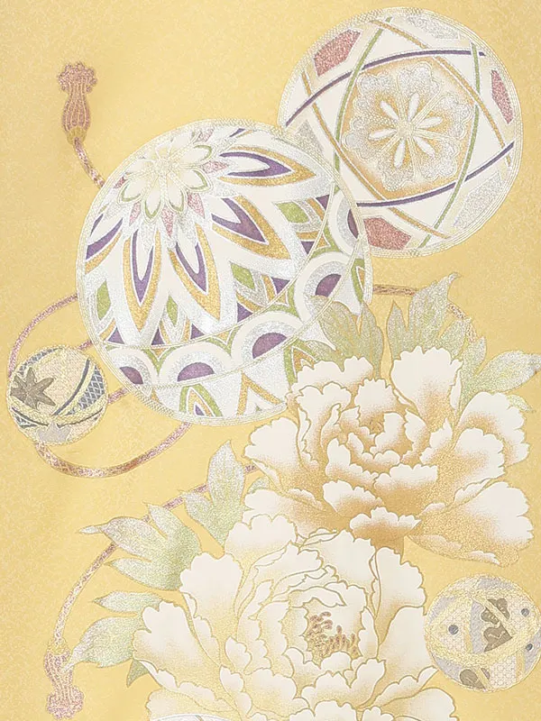 女児産着 【正絹】【刺繍】【金彩】まり　クリーム
