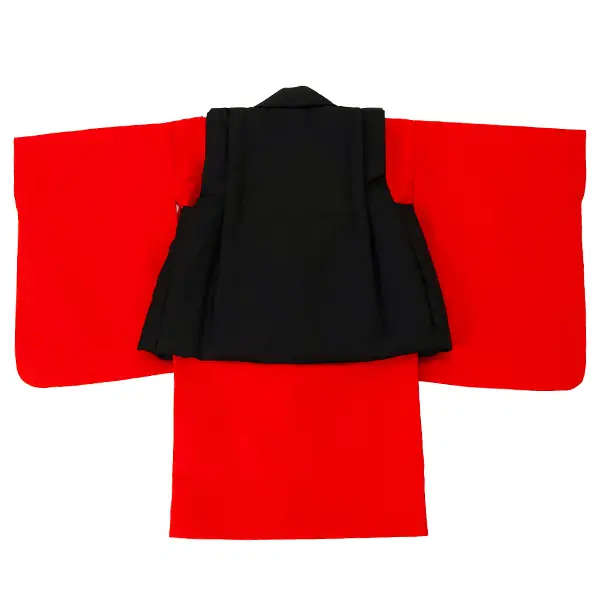 【刺繍】男児ベビー着物　かぶと　黒