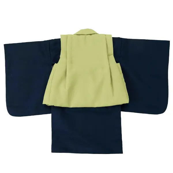 【刺繍】男児ベビー着物　かぶと　抹茶