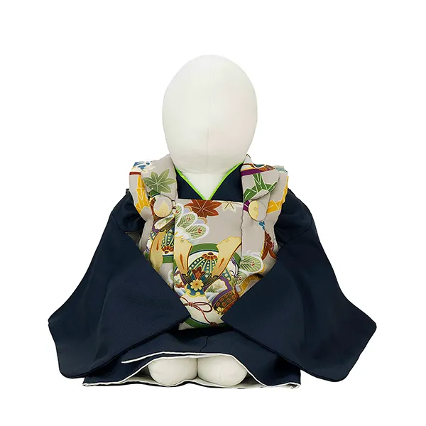 男児ベビー着物　カブト丸　ベージュ