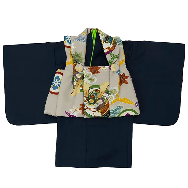 男児ベビー着物　カブト丸　ベージュ