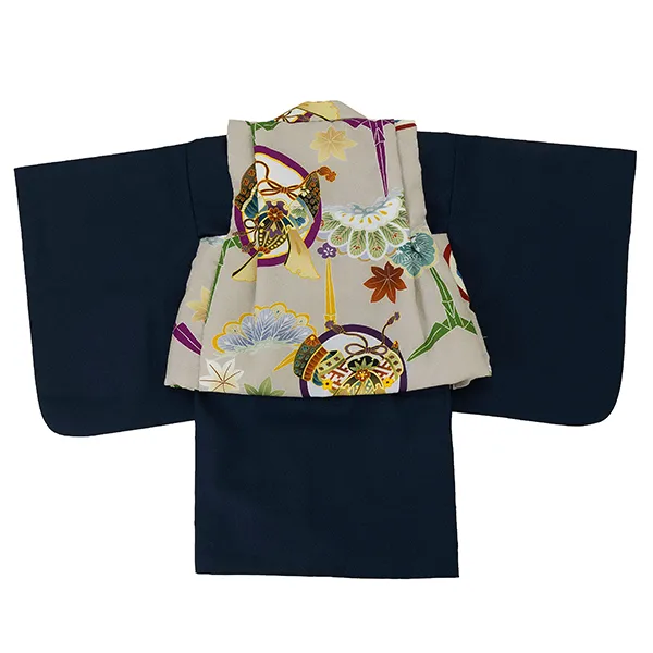 男児ベビー着物　カブト丸　ベージュ