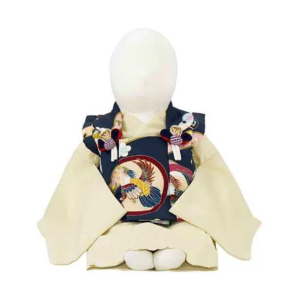 男児ベビー着物　たか丸　紺