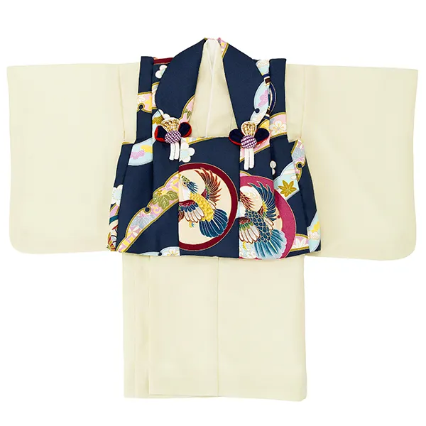 男児ベビー着物　たか丸　紺