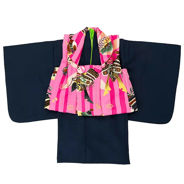 男児ベビー着物　カブト　ピンク