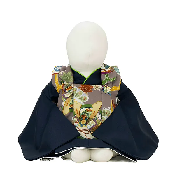 男児ベビー着物　カブト丸　モカ