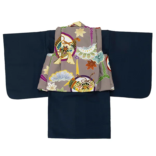 男児ベビー着物　カブト丸　モカ