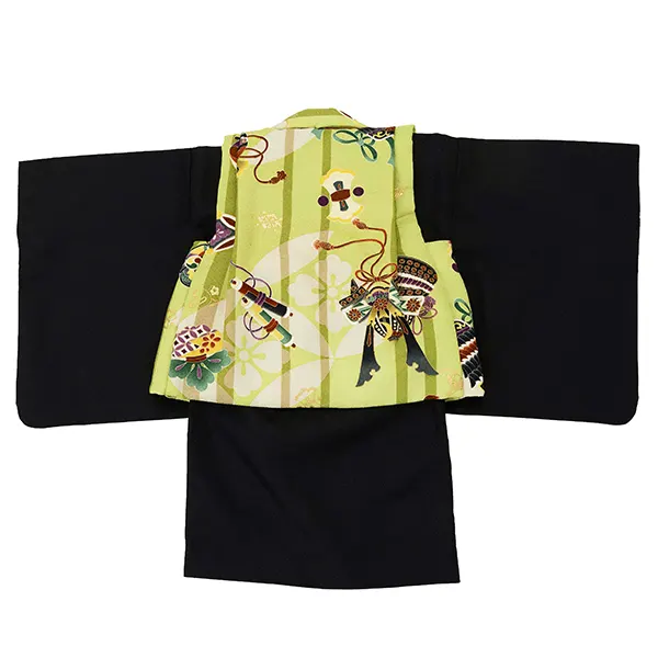 男児ベビー着物　カブト　抹茶