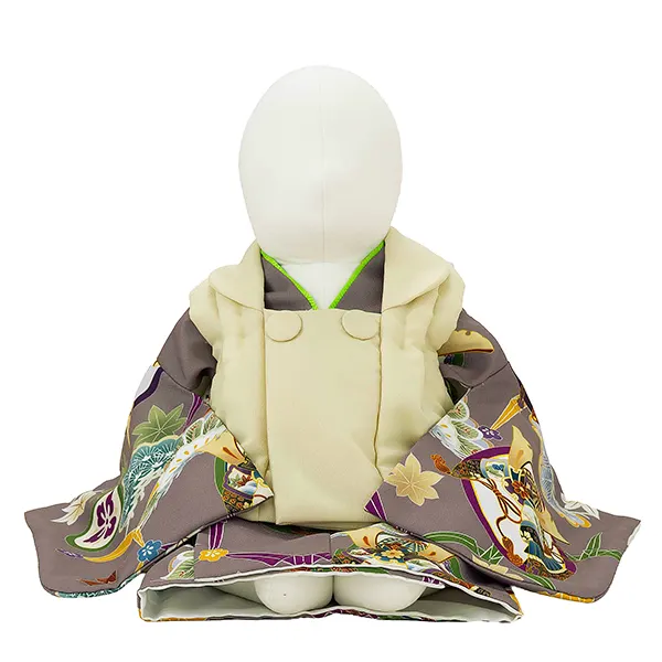 男児ベビー着物　刀鍔　モカ