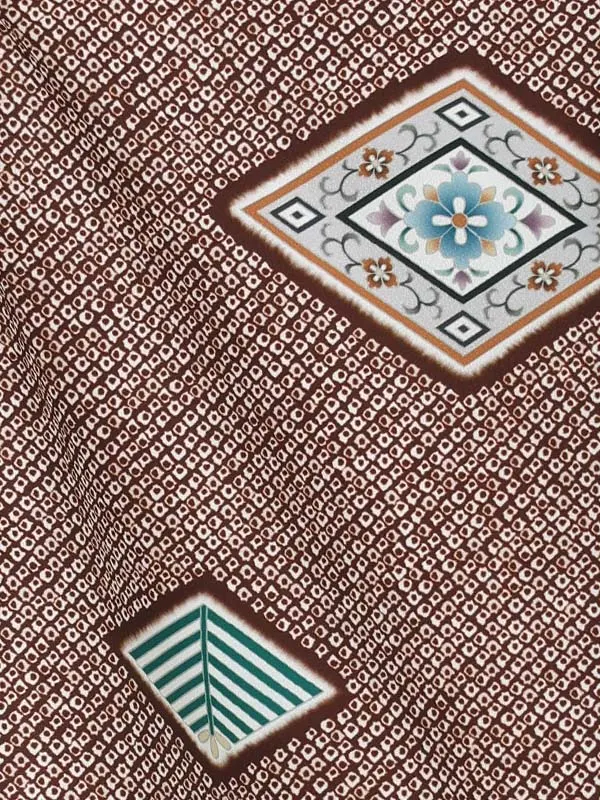 【刺繍】タカ白　菱菊茶