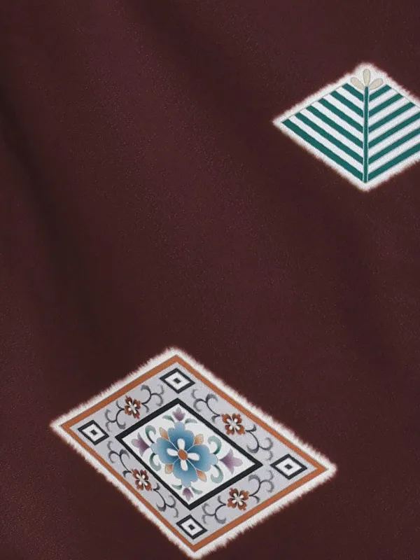 【刺繍】疋田カブト黒　菱茶