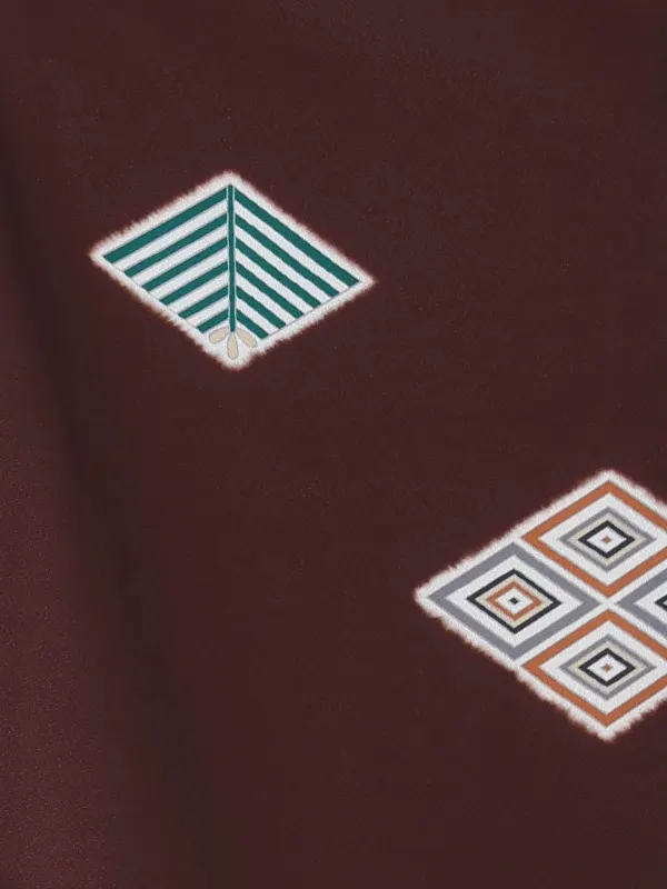 【刺繍】疋田カブトグレー　菱茶