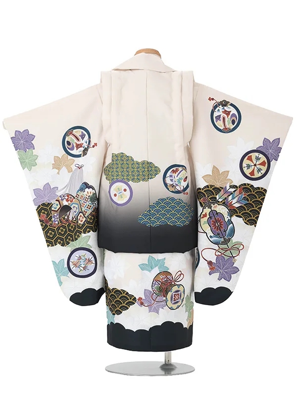 【刺繍】【絵羽】タカ扇面  ベージュベージュ