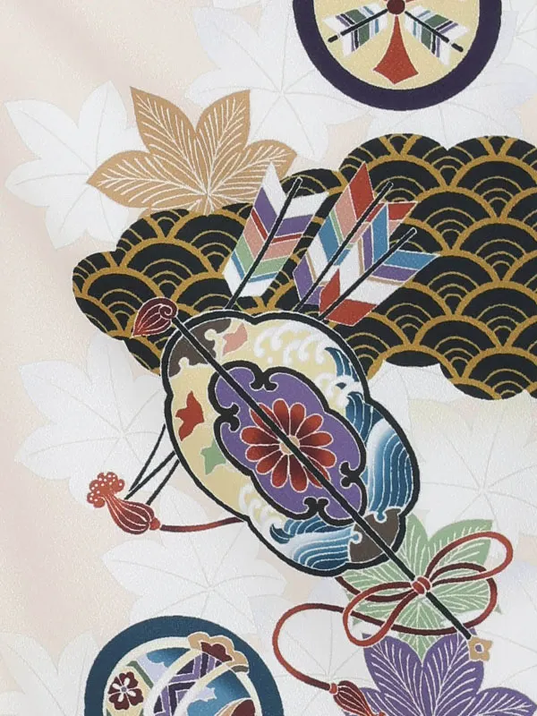 【刺繍】【絵羽】タカ扇面  ベージュベージュ
