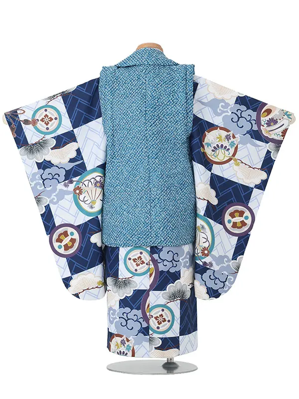 【刺繍】疋田カブトブルー　市松ブルー