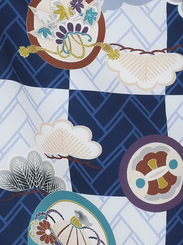【刺繍】疋田カブトブルー　市松ブルー
