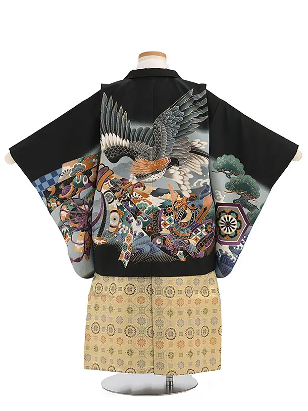 かんたん袴セット(3歳男の子袴) 　タカ熨斗　黒