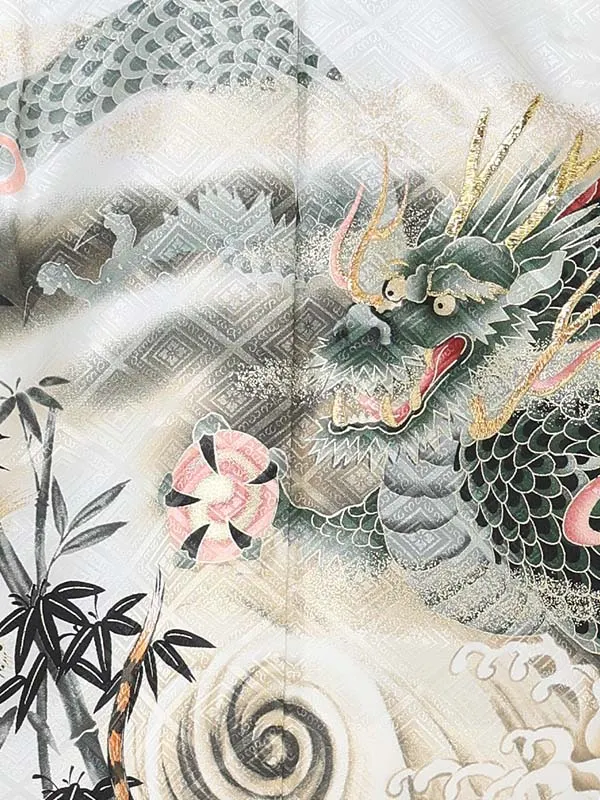 【刺?】龍に虎　白　　着物黒