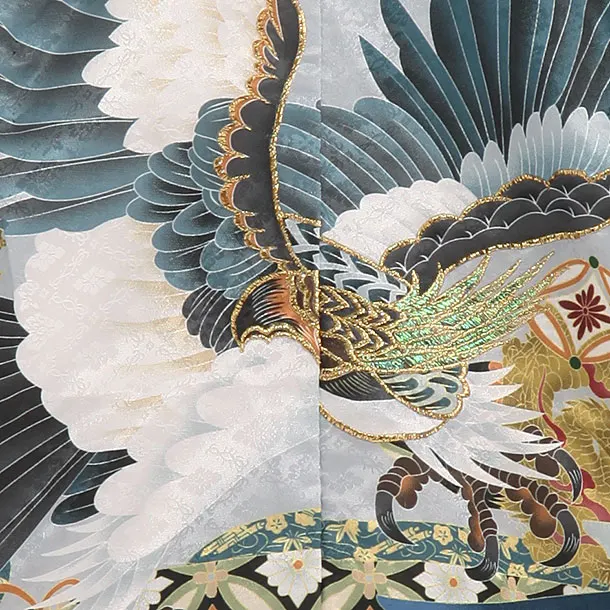 かんたん袴セット(5歳男の子袴) 【刺繍】タカに太鼓　紺　